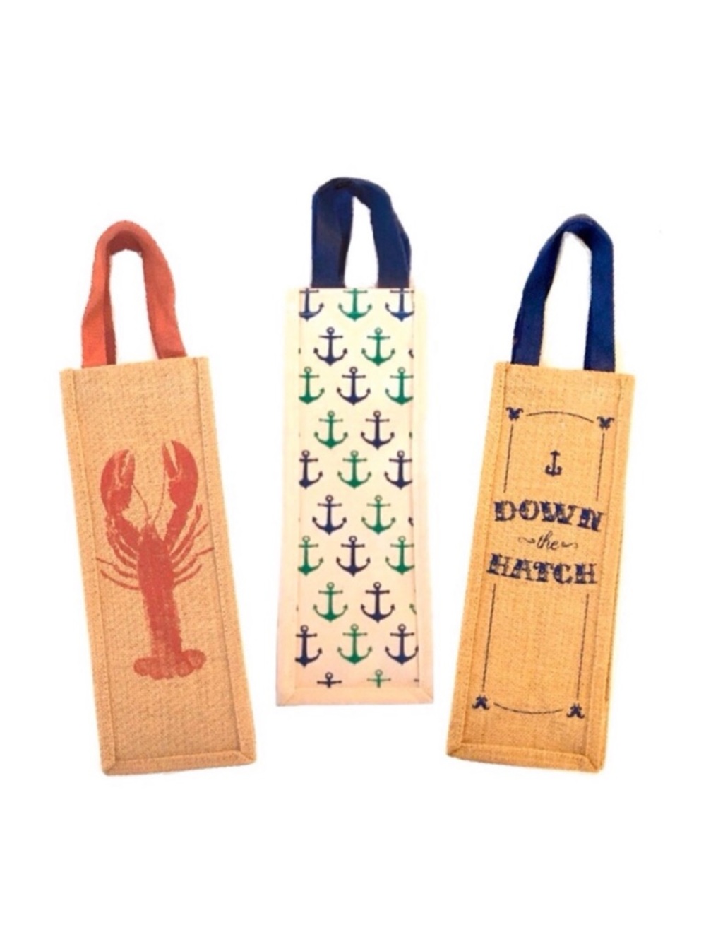 NWT Trio of Reusable Wine Bags in Jute & Cotton